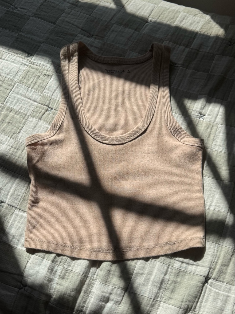 Abercrombie Women's Ribbed Tank Crop Top - Nude Small